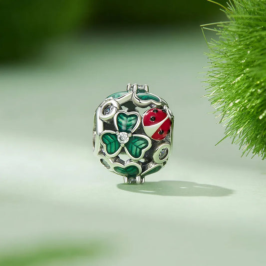 1 Piece 18 * 22mm Sterling Silver Zircon Four Leaf Clover Pendant Beads Jewelry Accessories