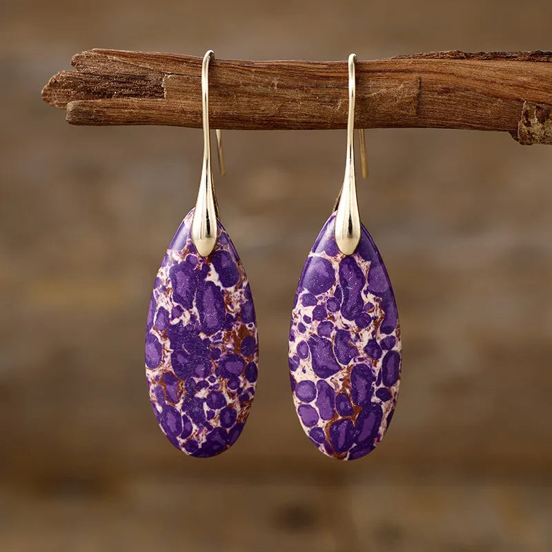 1 pair retro water droplets emperor stone drop earrings