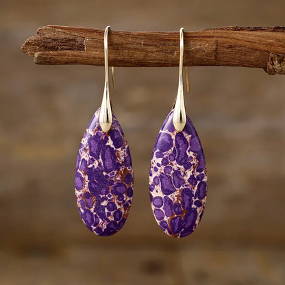 1 pair retro water droplets emperor stone drop earrings