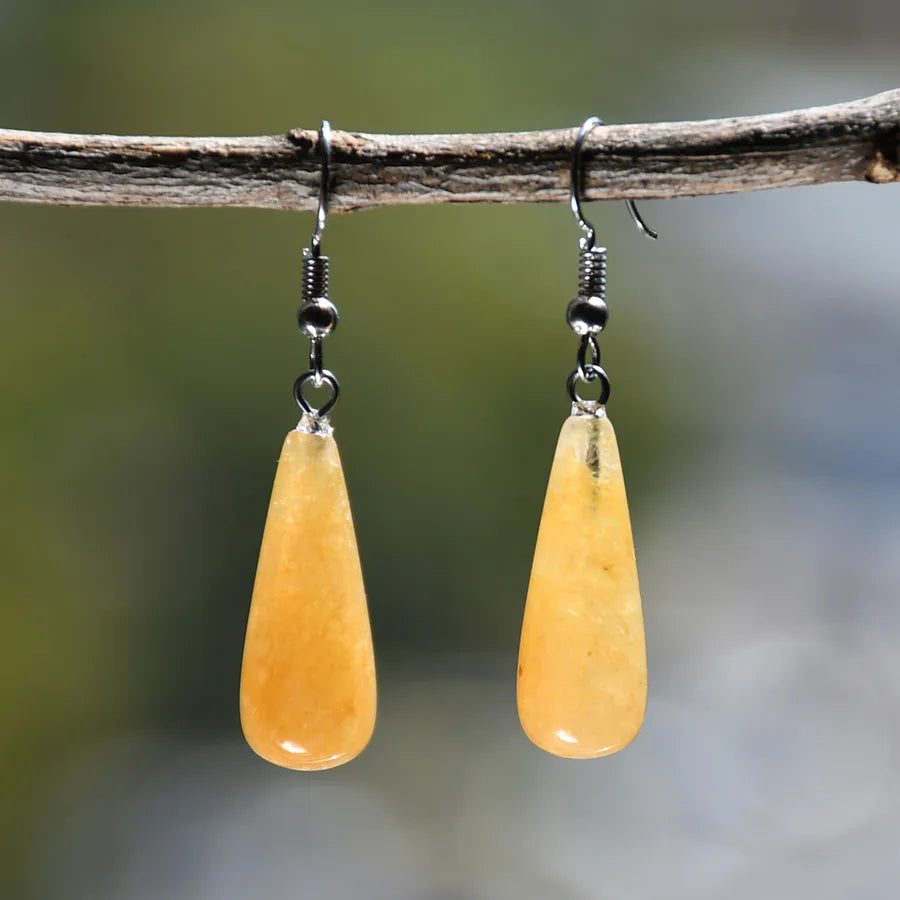1 Pair Simple Style Water Droplets Alloy natural stone Drop Earrings