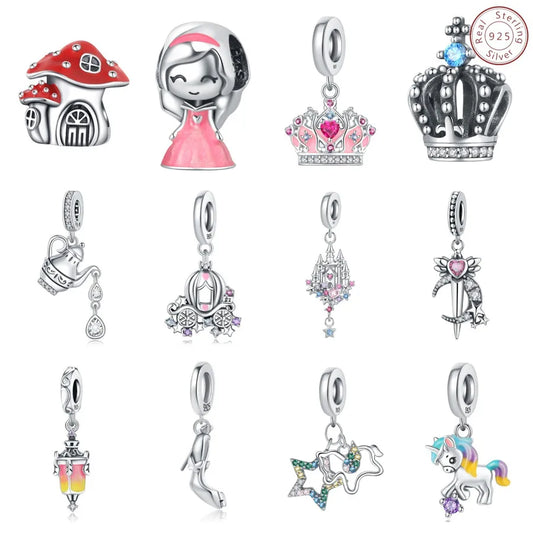 1 Piece 21 * 24mm 925 Sterling Silver Zircon Pumpkin Crown Mushroom Pendant Beads Jewelry Accessories