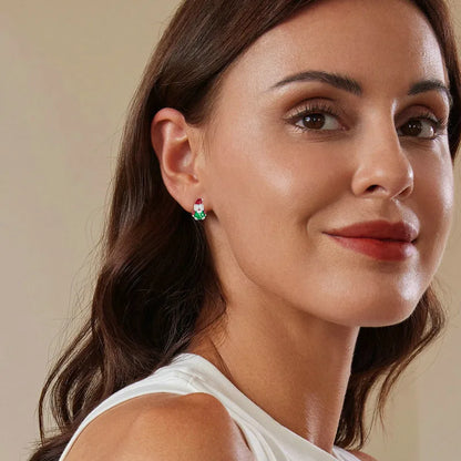 1 Pair 925 Sterling Silver Santa Claus Ear Studs