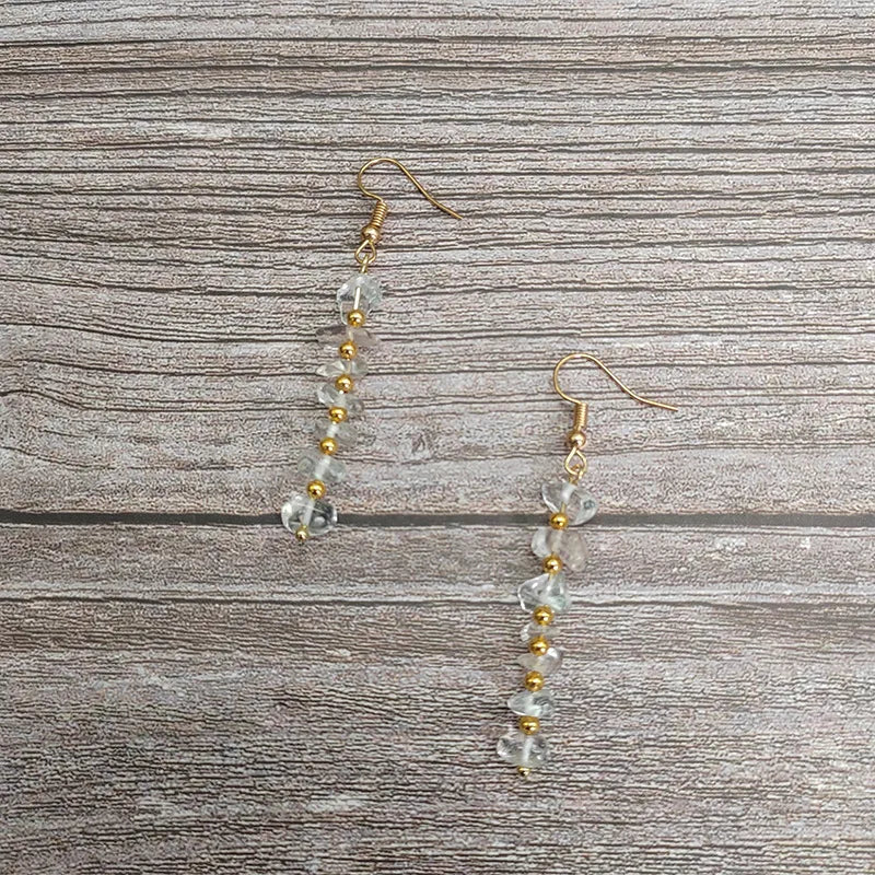 1 pair ethnic style geometric natural stone drop earrings