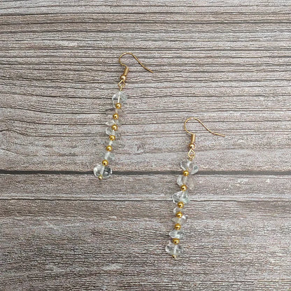 1 pair ethnic style geometric natural stone drop earrings