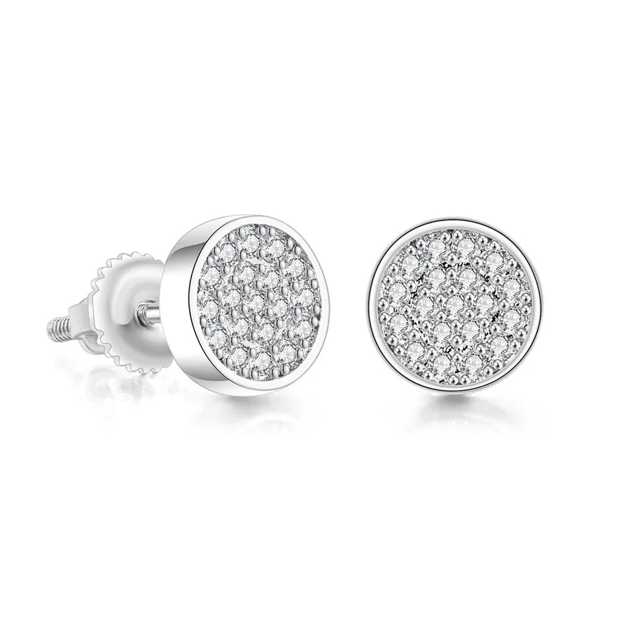 1 Pair Hip-Hop Round Plating Inlay Copper Zircon White Gold Plated Ear Studs
