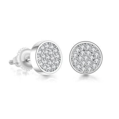 1 Pair Hip-Hop Round Plating Inlay Copper Zircon White Gold Plated Ear Studs