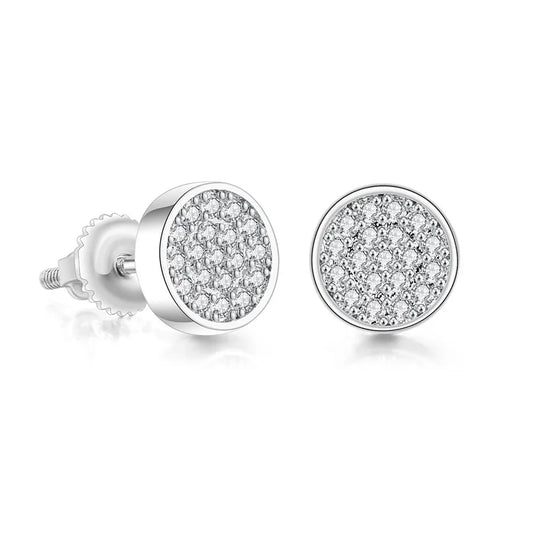 1 Pair Hip-Hop Round Plating Inlay Copper Zircon White Gold Plated Ear Studs