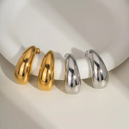 1 Pair Elegant Modern Style Shiny Water Droplets Polishing Plating 304 Stainless Steel 18K Gold Plated Butterfly Backs Ear Studs