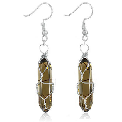 1 Pair Casual Simple Style Geometric natural stone Crystal Iron Drop Earrings