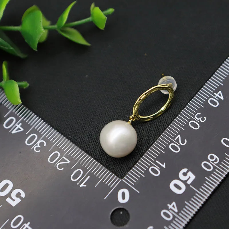 1 Pair Freshwater Pearl Zircon Freshwater pearl earrings Round Drop Earrings