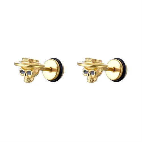 1 Pair Halloween Fashion Skull Plating Stainless Steel Ear Studs