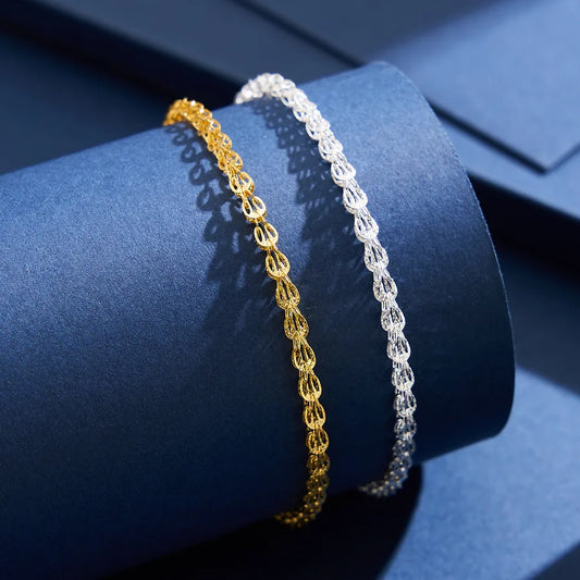 1 Piece 925 Sterling Silver Geometric Lines 18K Gold Plated White Gold Plated 925 sterling silver Phoenix Tail Chain Bracelets