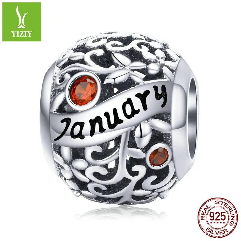 1 Piece 925 Sterling Silver Birthstone Solid Color Jewelry Accessories