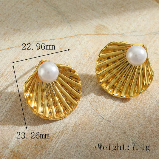 1 Pair Cute Simple Style Classic Style Irregular Geometric Starfish Plating Inlay 304 Stainless Steel Imitation Pearl 18K Gold Plated Ear Studs