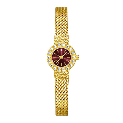 High Quality BS Women's Watch Elegant Wheat Stalk Vintage Gold Quartz Fashionable Round Dial Alloy Strap Mineral Enhanced Glass