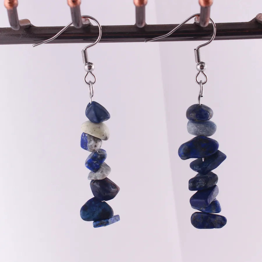 1 Pair Simple Style Geometric Patchwork natural stone Drop Earrings