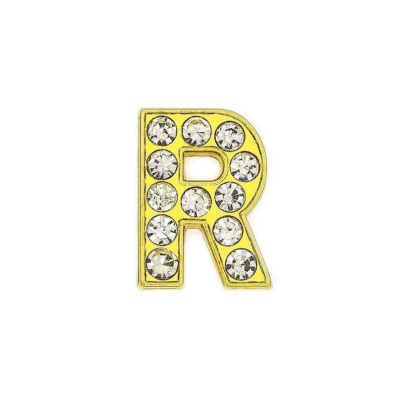 1 Piece 12mm Hole 6~9.9mm Alloy Rhinestones Letter DIY Ornament Accessories Beads