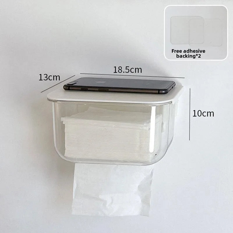 Transparent tissue box household wall-mounted bedroom bathroom toilet paper box wash towel wall storage box wholesale