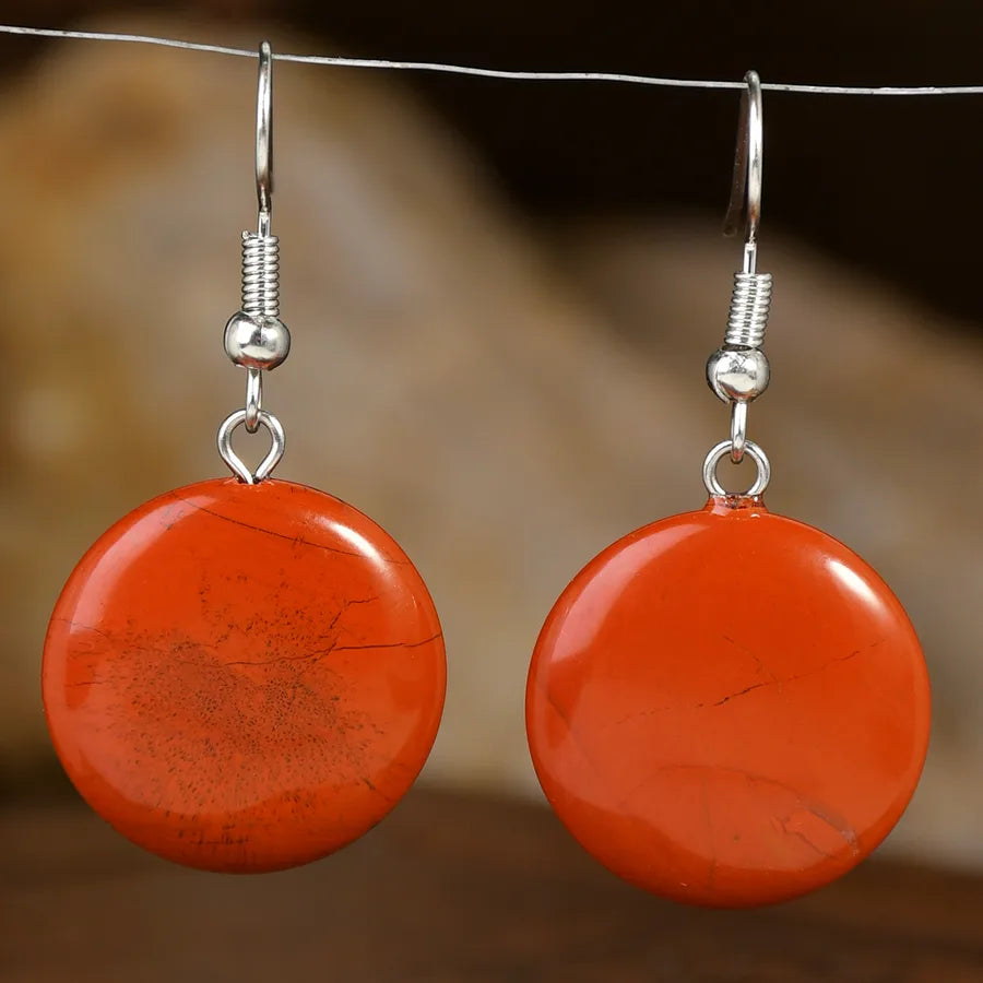 1 Pair Vintage Style Simple Style Round Handmade natural stone Drop Earrings