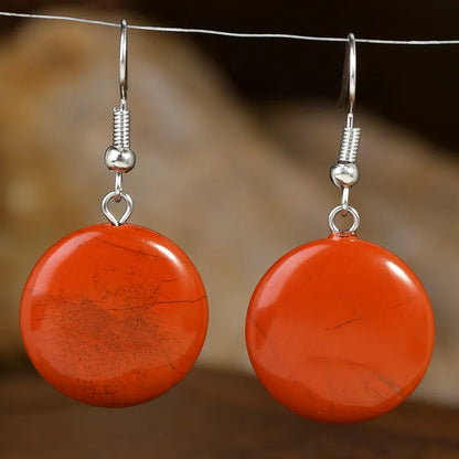 1 Pair Vintage Style Simple Style Round Handmade natural stone Drop Earrings