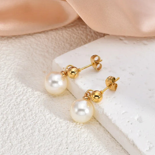 1 Pair Casual Elegant Cute Geometric Round Conch 304 Stainless Steel Imitation Gold  Ear Studs