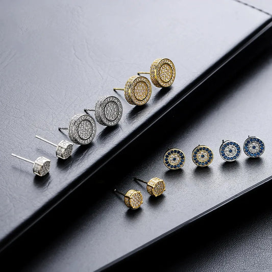 1 Pair IG Style Geometric Copper Zircon Ear Studs