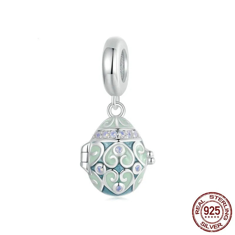 1 Piece 10 * 22mm 11 * 14mm Hole 4~4.9mm 925 Sterling Silver Zircon White Gold Plated Rabbit Egg Polished Pendant Beads Jewelry Accessories