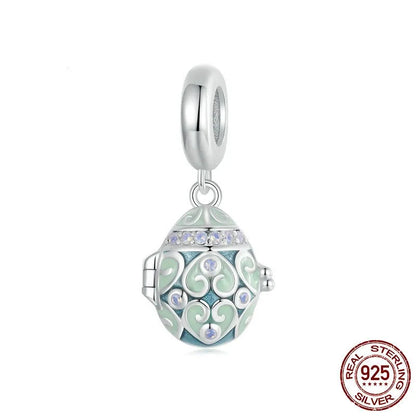 1 Piece 10 * 22mm 11 * 14mm Hole 4~4.9mm 925 Sterling Silver Zircon White Gold Plated Rabbit Egg Polished Pendant Beads Jewelry Accessories