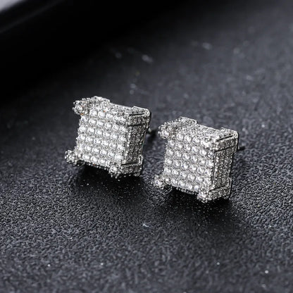 1 Pair IG Style Geometric Copper Zircon Ear Studs