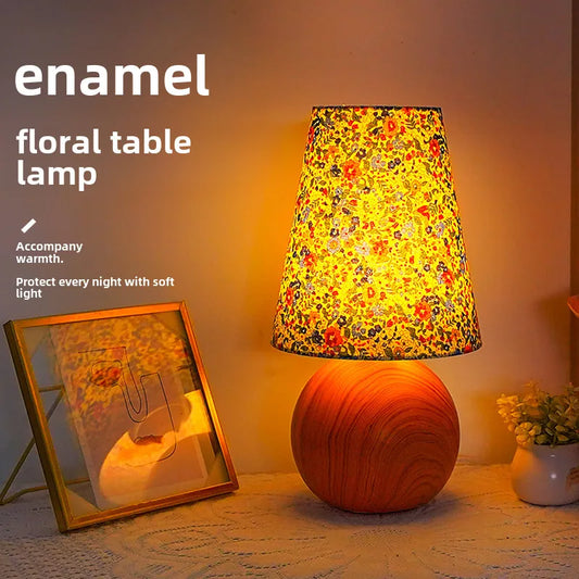French Fabric Floral Table Lamp Study Bedroom Bedside Lamp Advanced Sense Pastoral Homestay Decoration Vintage Table Lamp Atmosphere
