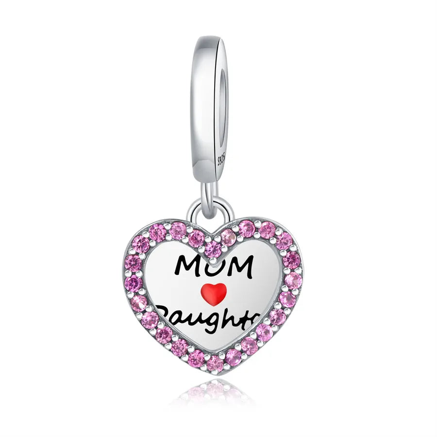 1 Piece 23*14mm 925 Sterling Silver Letter Heart Shape Pendant Beads Jewelry Accessories