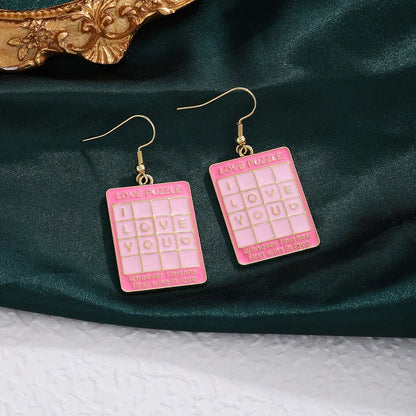 1 Pair Casual Sweet Heart Shape Enamel Alloy Drop Earrings