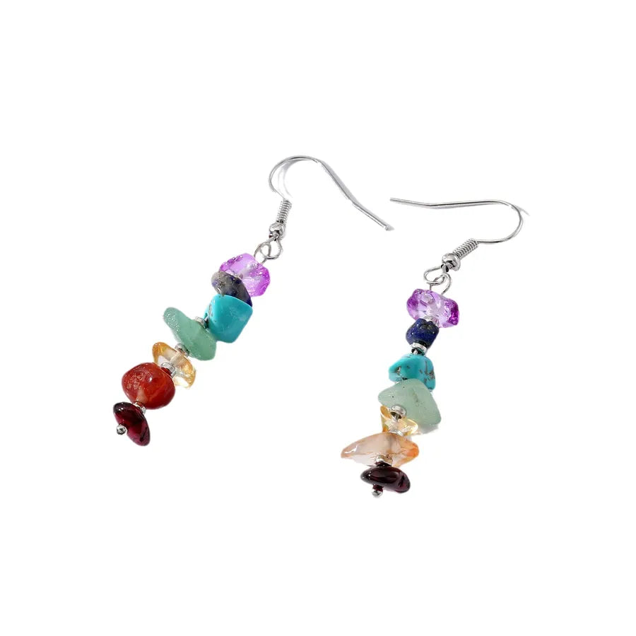 1 pair simple style star water droplets tassel chain natural stone drop earrings