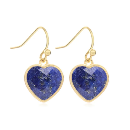 1 Piece and 1 Pack Cute Modern Style Shiny Heart Shape natural stone Copper Drop Earrings