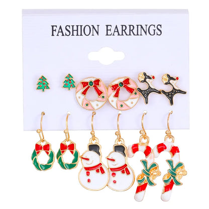 1 Pair Christmas Cute Christmas Tree Santa Claus Elk Plating Alloy Drop Earrings