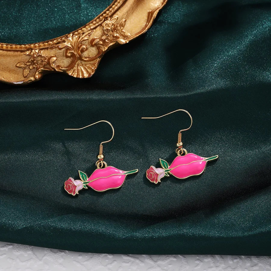 1 Pair Casual Sweet Heart Shape Enamel Alloy Drop Earrings