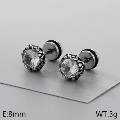 1 Pair Simple Style Geometric Round 304 Stainless Steel 18K Gold Plated Ear Studs