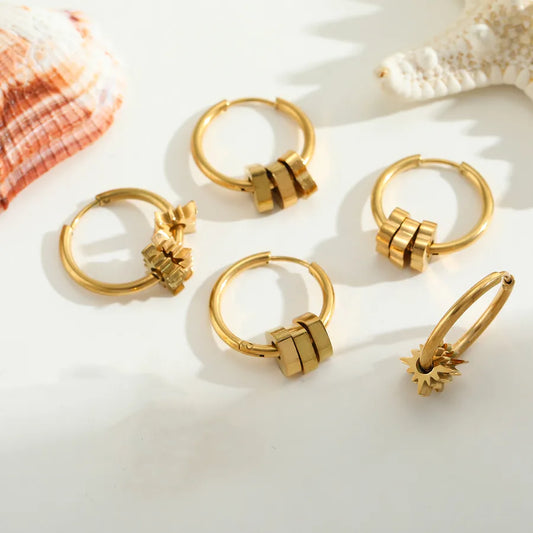 1 Pair Casual Elegant Cute Geometric Star Heart Shape Plating 304 Stainless Steel 18K Gold Plated Earrings