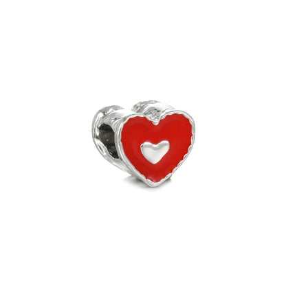 1 Piece 0.93*0.96cm Hole 5~5.9mm Alloy Heart Shape Beads