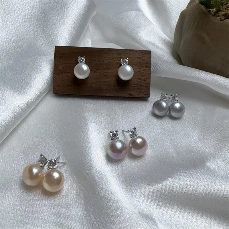 1 Pair Freshwater pearl earrings Pearl Ear Studs