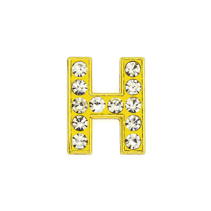 1 Piece 12mm Hole 6~9.9mm Alloy Rhinestones Letter DIY Ornament Accessories Beads