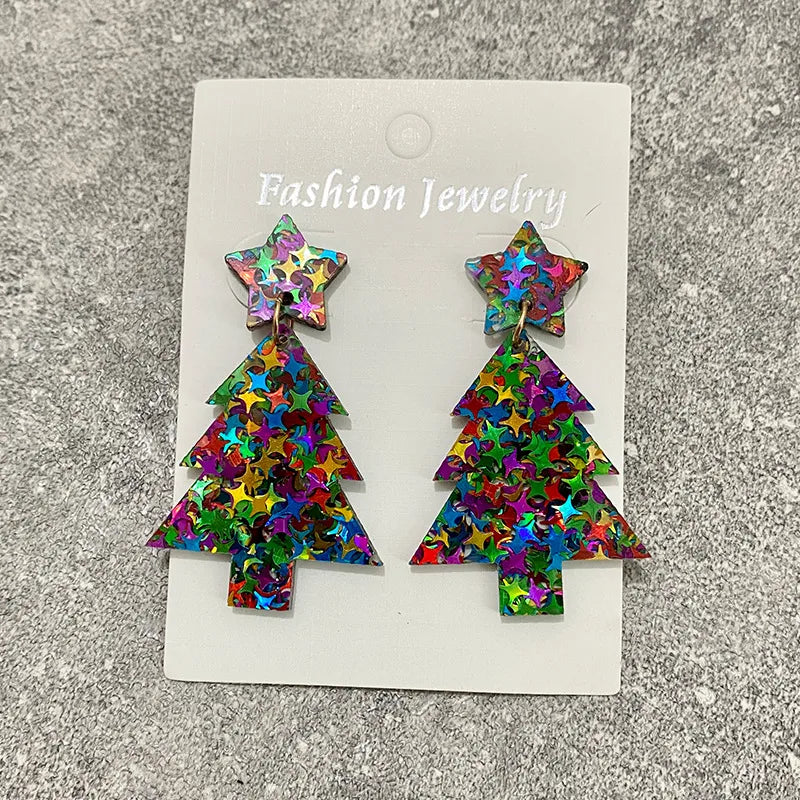 1 Pair Elegant Christmas Tree Star Arylic Drop Earrings