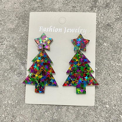 1 Pair Elegant Christmas Tree Star Arylic Drop Earrings
