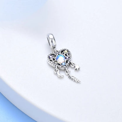 1 Piece 11 * 29mm 925 Sterling Silver Zircon Star Heart Shape Polished Pendant Jewelry Accessories