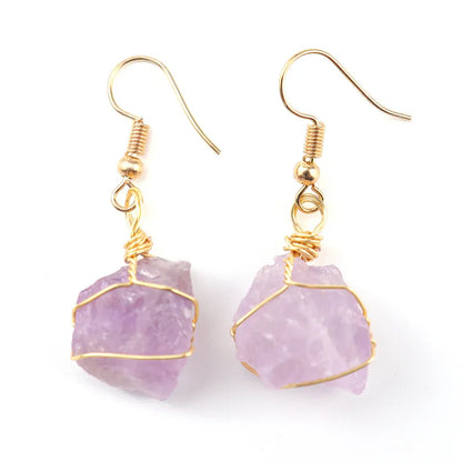 1 pair simple style irregular asymmetrical plating natural stone metal drop earrings