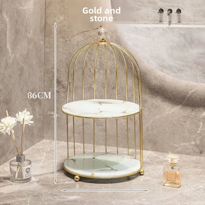 Iron bird cage desktop storage rack home decoration cosmetics wash dressing table organizing storage rack