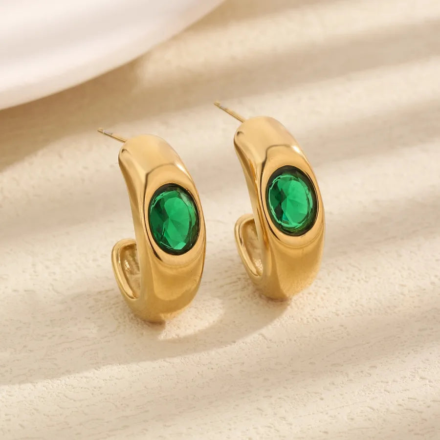 1 Pair Elegant Vintage Style Lady Heart Shape 304 Stainless Steel Zircon 18K Gold Plated Ear Studs