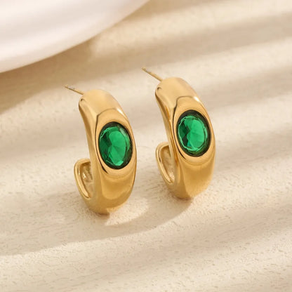 1 Pair Elegant Vintage Style Lady Heart Shape 304 Stainless Steel Zircon 18K Gold Plated Ear Studs