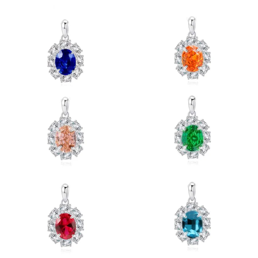 1 Piece 925 Sterling Silver Zircon White Gold Plated Platinum Plated Rhodium Plated Oval Pendant Jewelry Accessories