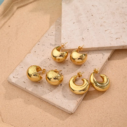 1 Pair/Package Casual Simple Style C Shape Handmade Polishing Plating 304 Stainless Steel Earrings